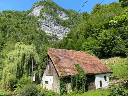 The house of the KovaÄ family or the House of Jezirski on the river GerovÄica, Zamost - Croatia (KuÄa obitelji KovaÄ ili KuÄa Jezirskih na rjeÄici GerovÄici, Zamost - Gorski kotar, Hrvatska)のeditorial素材