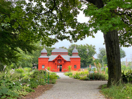 Exhibition pavilion in the Botanical Garden of the Faculty of Science, University of Zagreb - Croatia (IzloÅ¾beni paviljon BotaniÄkog vrta Prirodoslovno-matematiÄkog fakulteta u Zagrebu, Hrvatska)のeditorial素材