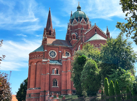 The Äakovo Cathedral or Cathedral basilica of St. Peter - Djakovo, Croatia (ÄakovaÄka katedrala Svetog Petra u neoromaniÄkom stilu ili Katedrala bazilika Svetog Petra, Äakovo)の写真素材