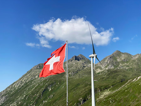 National flag of the Swiss Confederation (Flag of Switzerland - National Flag of Switzerland) and...