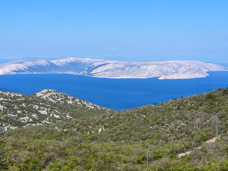A view of the slopes of Mount Velebit and the Adriatic islands in the area of Kvarner and the town of Senj - Croatia (Pogled na padine Velebita i jadranske otoke na podruÄju Senja)の写真素材