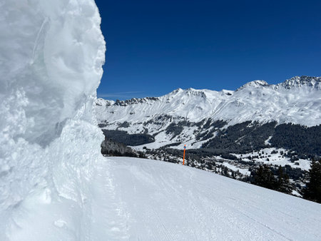 Amazing sport-recreational snowy winter tracks for skiing and snowboarding in the area of the...