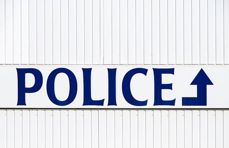 metal plate of a police station in Belgiumの写真素材