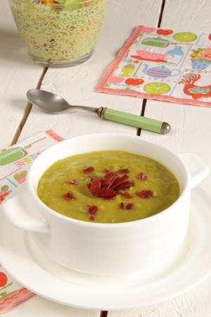 Vegetable puree with hamの写真素材