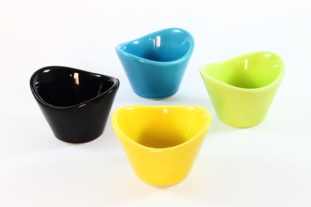 Four ceramic bowlsの写真素材