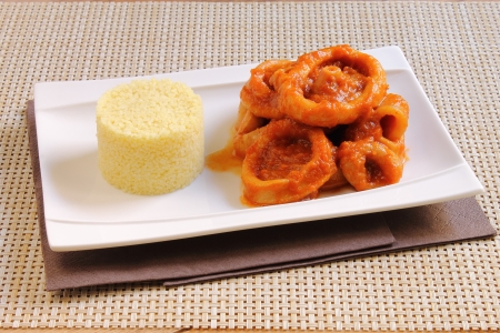 Calamari with couscousの写真素材