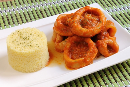 Calamari and couscousの写真素材