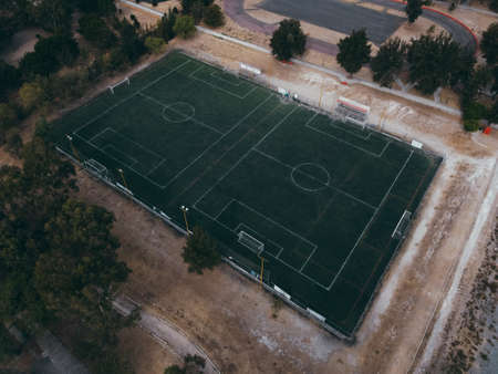Soccer field photography from a droneの写真素材