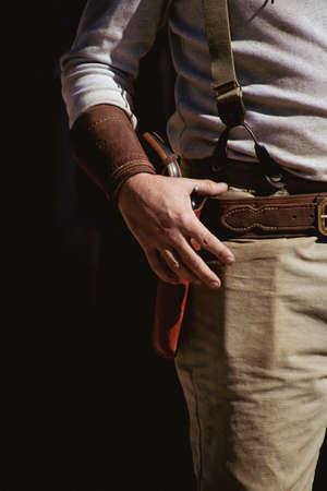 Cowboy with his gun at Ghost Town, Sedonaの写真素材