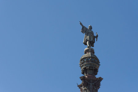 columbus monument in barcelona city,near the ramblaの写真素材