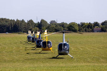 Helicopter on a meadow in the countryside of the Netherlandsの写真素材