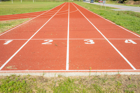 Running track for athletics in public stadium, Bangkok,Thailand.