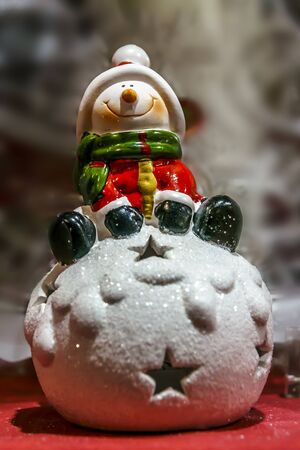 christmas decoration with santa claus and snowmanの写真素材