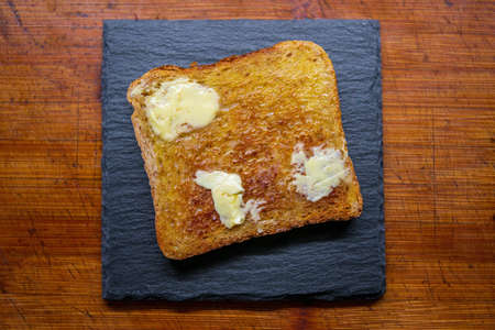 delicious fresh bread with herb cream for breakfast
