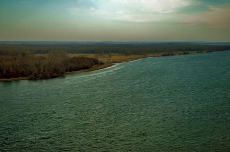 Storm over Danube river