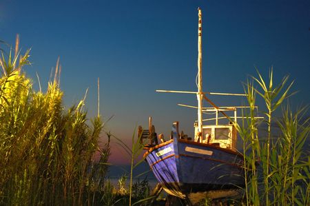 Boat of an old sailorの写真素材