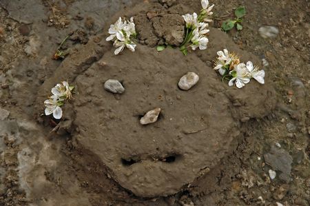 Head of a mud pie womanの写真素材