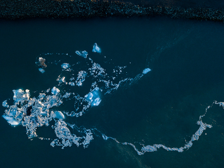 Iceland Iceberg at Jokulsarlon in Southern Iceland Drone Shot Arial Views