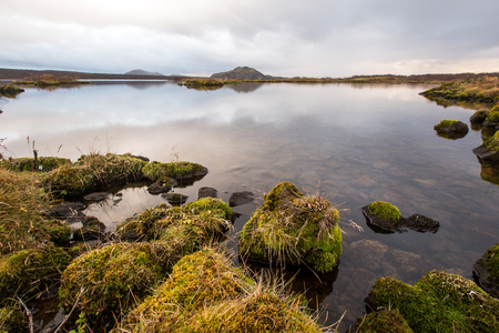 beautiful Sunset at lake in South Iceland europeの写真素材