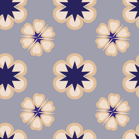Pattern with abstract flowers in pastel and blue shadesのイラスト素材