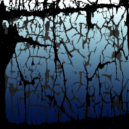 Black and gray ink spots and stains on a blue background. Dawn. Start a new day.のイラスト素材
