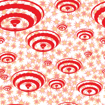 Red whirligigs on colored Blob Seamless pattern - Vector illustration or backgroundのイラスト素材