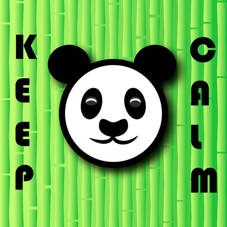 Head panda bear on bamboo background with the words. Vector illustration.のイラスト素材