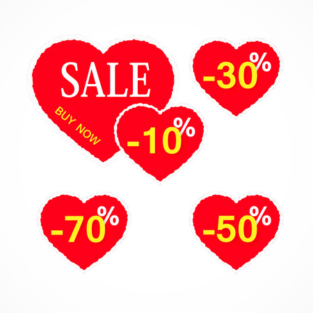 Style hearts sale signs . Hearts with interest discounts. Vector illustrationのイラスト素材