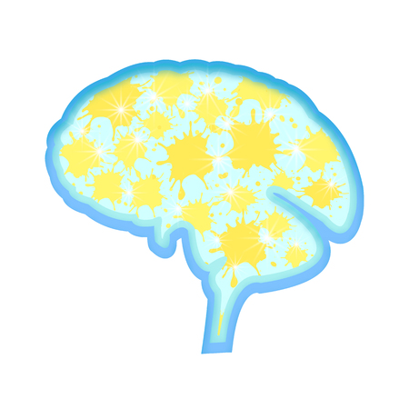 Concept of the human brain. Deep paper art origami style. Isolaterd on white. Illustrationの写真素材