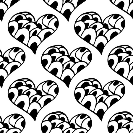 Seamless decorative pattern with hand drawn hearts. Vector illustration-Vectorのイラスト素材