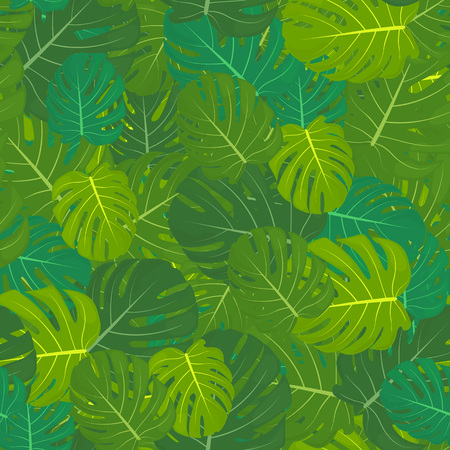 jungle leaves seamless vector floral pattern backgroundTropical palm leaves, - Vector illustrationのイラスト素材