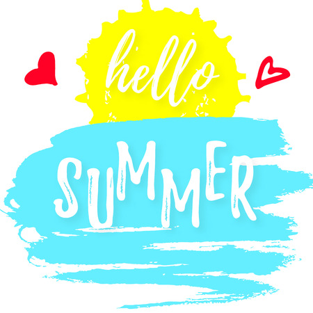 Hello summer text. Vector poster. Vector illustrationのイラスト素材
