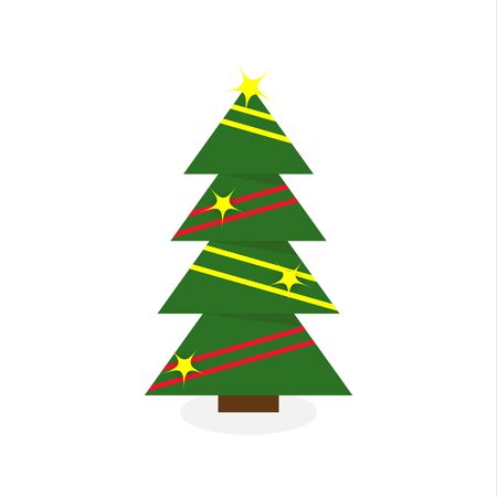 Christmas tree. Colorful cartoon . Modern different flat design. Vector illustrationのイラスト素材