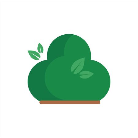 Cartoon bush. Flat icon on a white background. Element for ecology or nature . Vector illustrationのイラスト素材