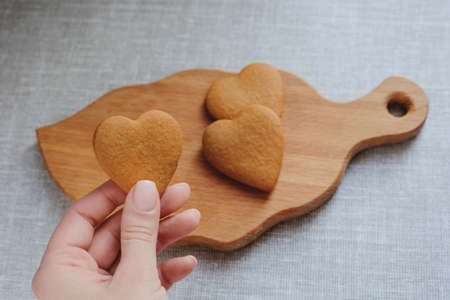 Delicious cookies on the background of the board.の写真素材