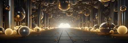 Christmas balls on a blue background. New Year. With Generative AI technology.の素材