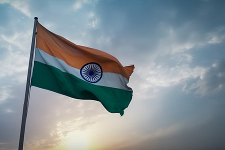 India independence day. India flag colors. With Generative AI technology.の素材