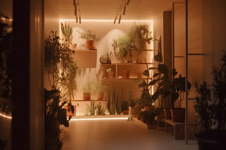 Landscaping of living quarters, proximity to nature indoors. With Generative AI technology.の素材