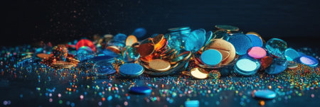 Rainbow sequins glitter background for christmas and new year. greeting card. With Generative AI technology.の素材