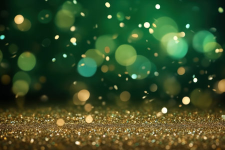 Background of green sequins and glare, sparkling, for the holiday, christmas. With Generative AI technology.の素材