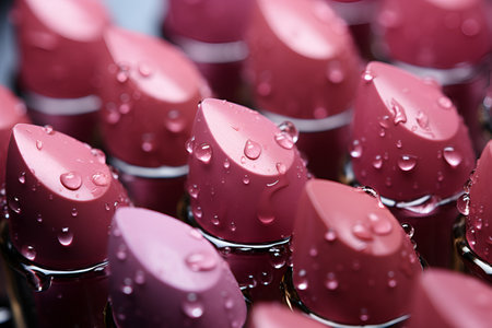 Trendy color lipsticks with drops. With Generative AI technology.の素材