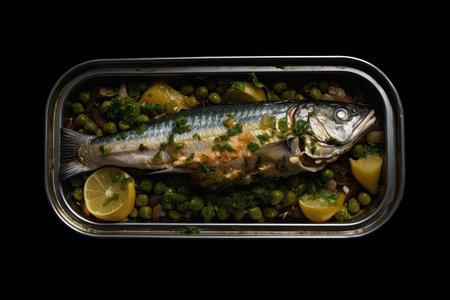 Canned mackerel with jalapenos, an inexpensive and effective way to preserve.With Generative AI technology.の素材