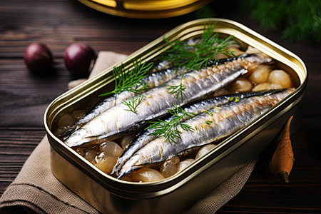 Canned fish, an inexpensive and effective way to preserve. With Generative AI technology.の素材