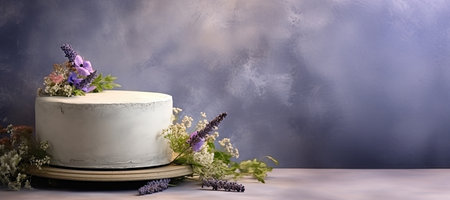 Wildflower cake in sage green and apothecary aesthetics. With Generative AI technology.の素材