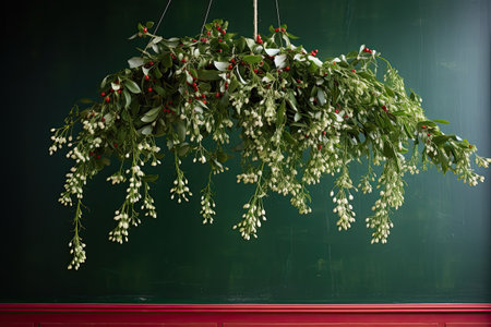 The French hang mistletoe in their homes during the Christmas season this festive plant is considered a symbol of good luck. With Generative AI technology.の素材