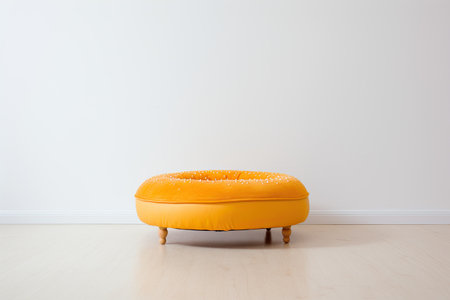 Artificial food decor, unusual donut sofa, bright and unusual. Pink and blue colors. With Generative AI technology.の素材