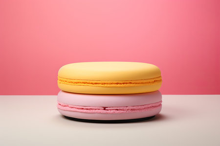 Artificial food decor, unusual macaroons sofa, bright and unusual. Pink and blue colors. With Generative AI technology.の素材