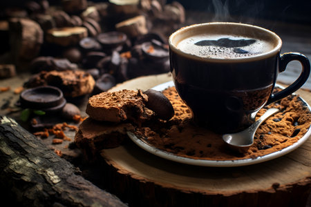 Chagaccino is a cappuccino made from Chaga mushroom. With Generative AI technology.の素材