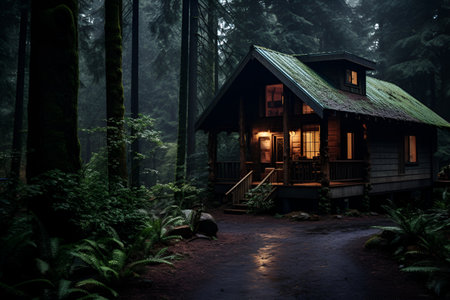 Country house, picturesque, real moments for relaxation, rustic style of connecting with nature. With Generative AI technology.の素材
