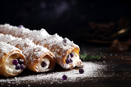 Cannoli are traditional food for Mardi Gras. With Generative AI technology.の素材
